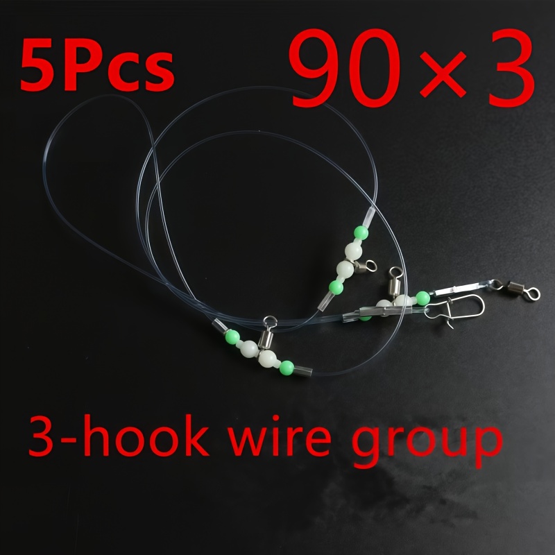5-pack Durable Saltwater Fishing Diy Nylon Line String Kits With Glow Beads, Glow Gourd Swivels - Stainless Steel Pins - 9 Sizes - Your Boat, Saltwater, And Night Fishing Needs -