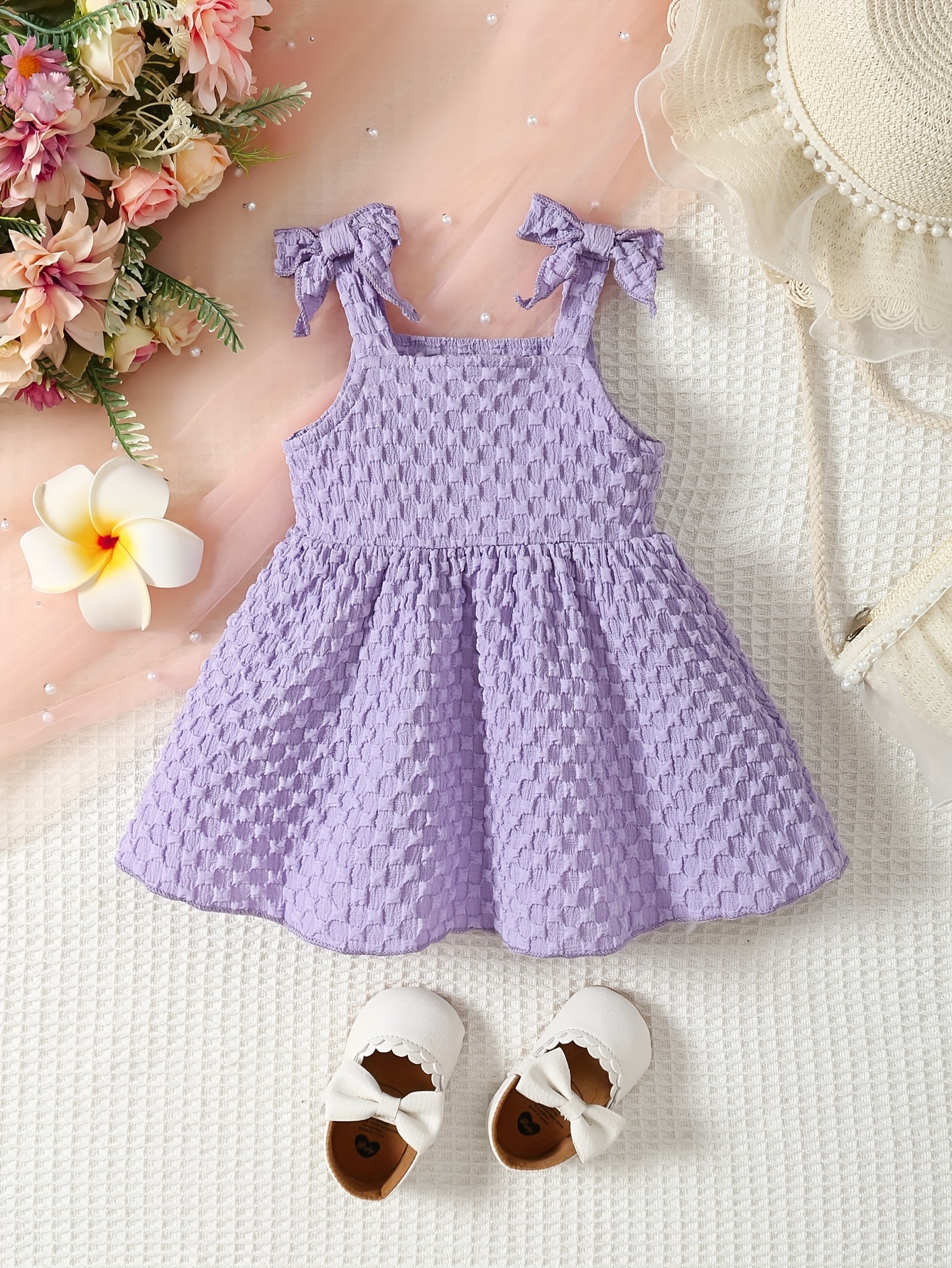 Toddler Girl Solid Color Bowknot Button Design Cami Dress
