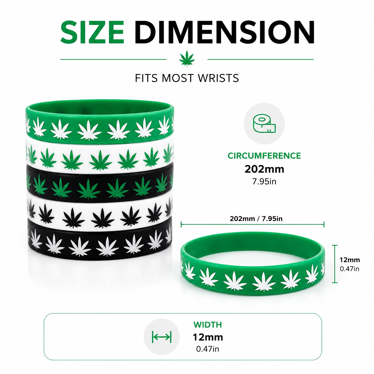 5pcs Leaf Pattern Silicone Bracelets and Multi-Color Bangles