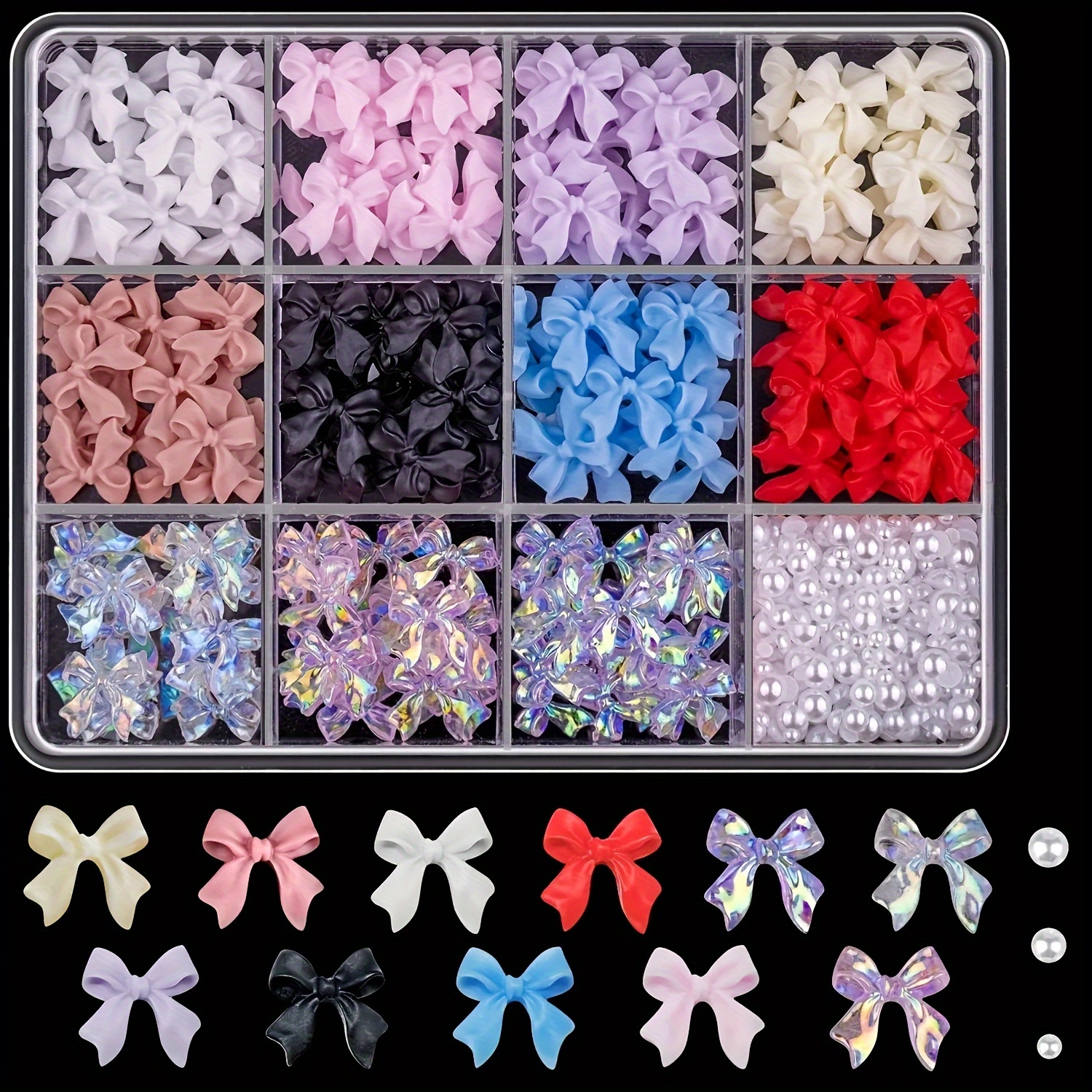 

Deluxe 500pcs Nail Art Kit With 3d Charms, Bows, Stars, Hearts & Pearls - Includes Embellishments And 2-6mm Resin Pearls With Application Tools For Unique