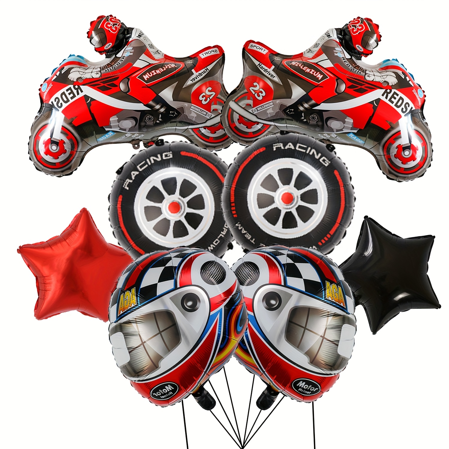 Motorcycle Balloon Set Racing Theme Birthday Party Background Decorations For Christmas, Halloween