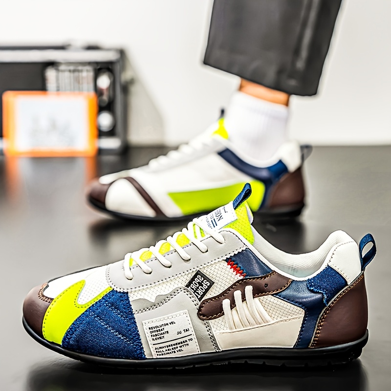 Tenis ligeros y transpirables para hombre zhenyuezu, de caña baja con cordones y suela antideslizante de PVC, diseño en bloques de colores vibrantes, ideales para senderismo, uso diario y estilo urbano casual, regalo de Navidad duradero y elegante