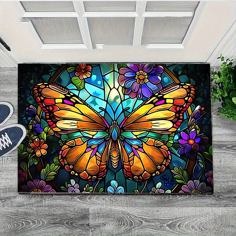 TEMU 1pc Outdoor Mat At The Entrance, Polyester Floor, Crystal Colored Pattern Anti Mat, Hallway Kitchen Bathroom Balcony Mat, Bathroom Mat Outdoor Mat, Home Indoor And Outdoor Decoration