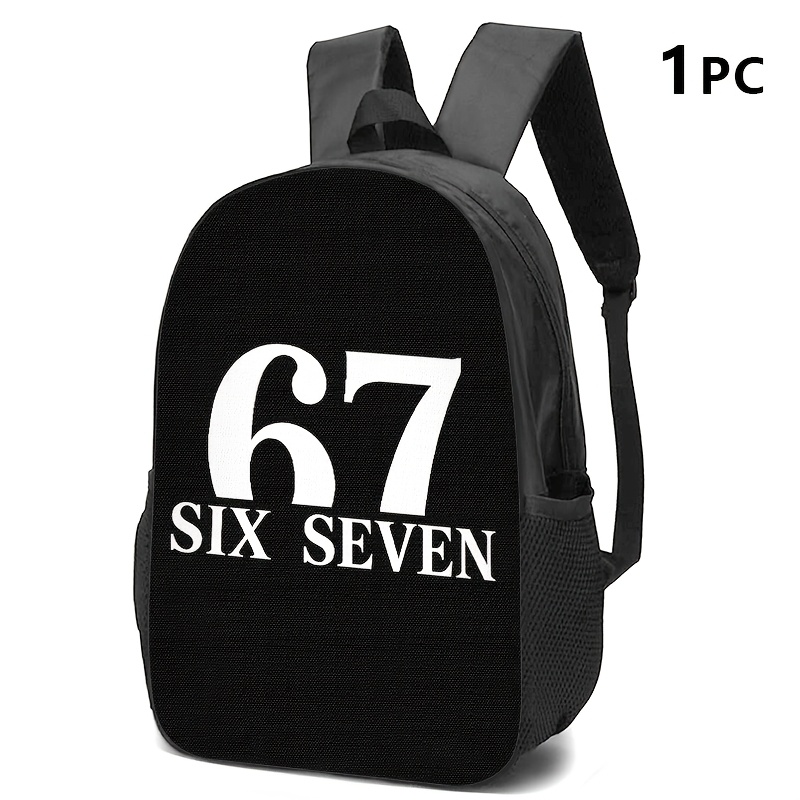 TEMU A Set Of Black Backpacks, Shoulder Bags, And Storage Bags In 1pc, 2pcs, Or 3pcs Options, All Featuring Text "67 ". Are Easy And Stylish, Perfect