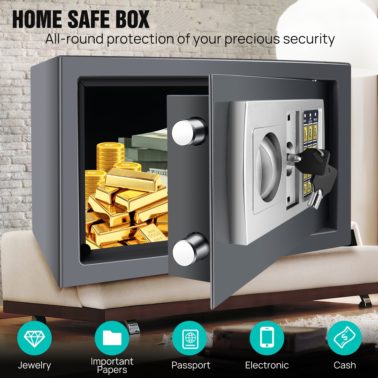 Small Mini All-Steel Safe, Wall-Mounted
