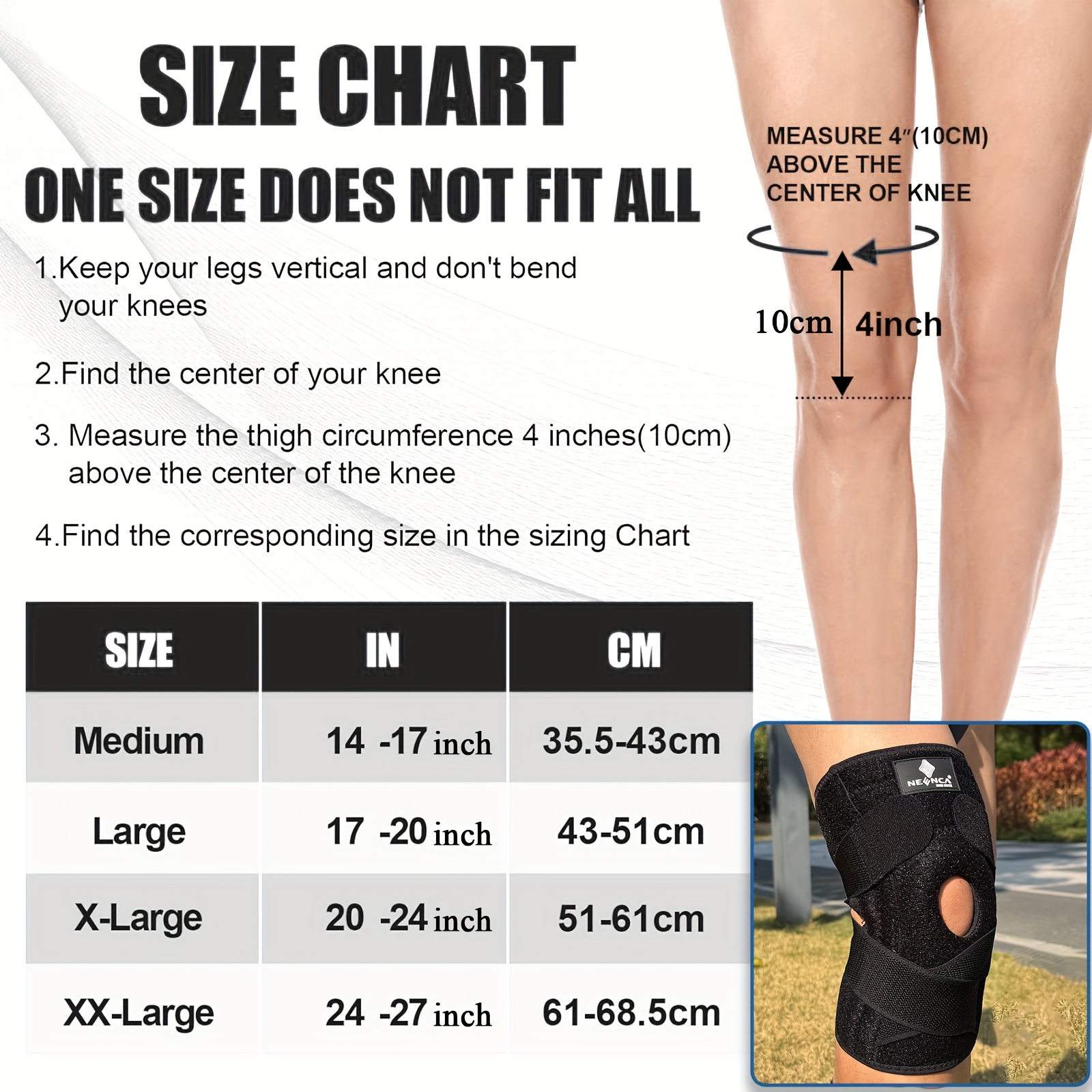TEMU Neenca Adjustable Knee Support, Featuring A Gel Pad For The Patella And Side Spring , Designed For . This Knee Wrap Is Suitable For Sports, Workouts, And Outdoor Activities, In Blue And Black