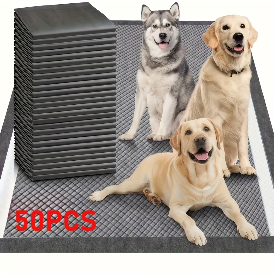 

50-pack Large Size Bamboo Charcoal Dog Training Pads - 6-layer Leak-proof Quick-dry, For Puppies & Senior Dogs, Woven Material