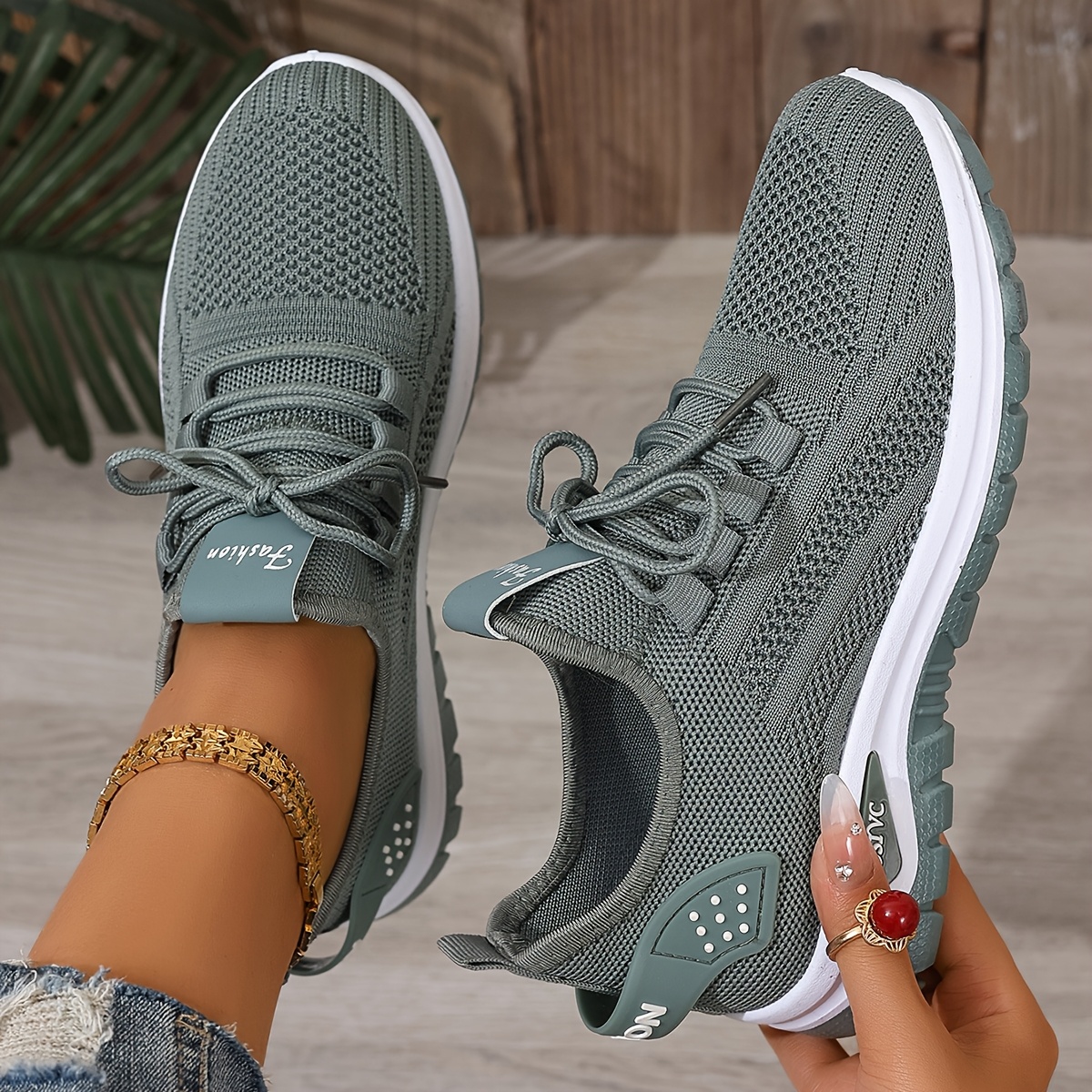 Women's White Breathable Mesh Running Shoes - Comfortable Low-Top Sneakers with Rubber Sole for Travel, Vacation & Casual Wear, Sleek Shoe Design | Cushioned Support