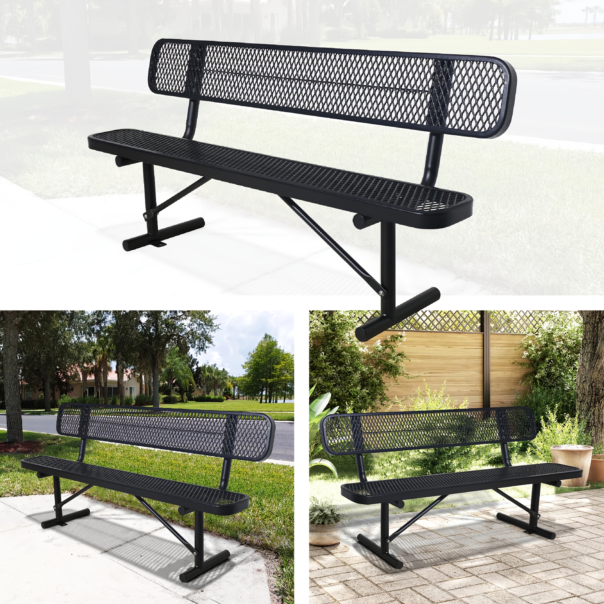 Sturdy Outdoor Metal Park ing, Offered in 4/6/8 Feet, Outdoor with Back Support And Portable Structure, Commercial ing for Shopping Centers, Retail Stores, Parks, And Patios
