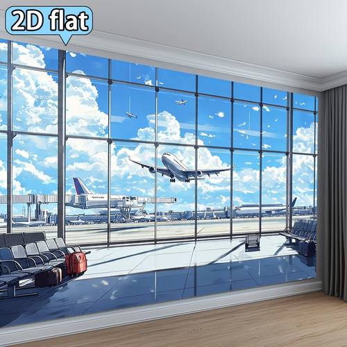 2d flat 2d flat 2d flat 1pc airport travel theme banner background cloth aviation scene decoration travel party setup banner tapestry