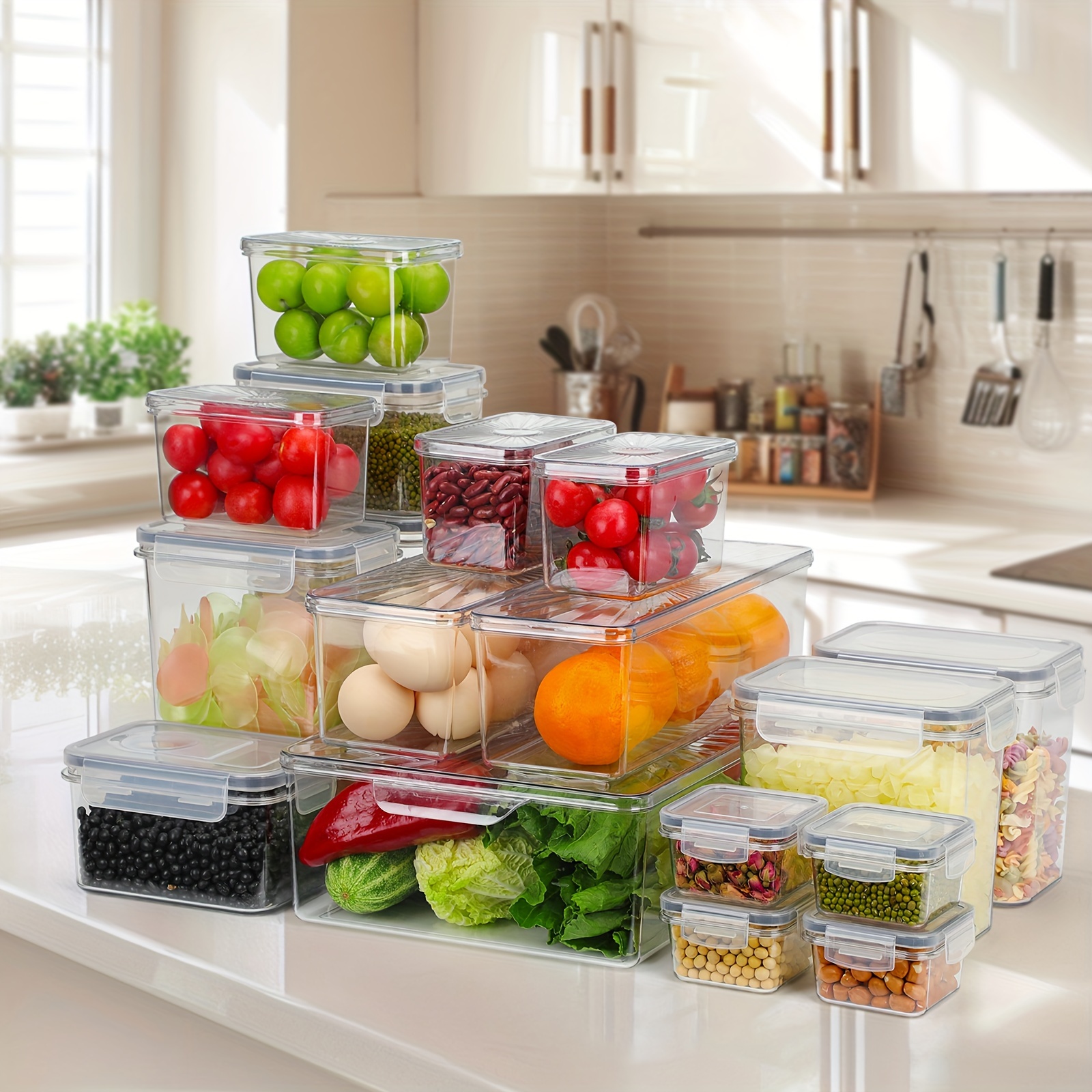 

11pack, 17pack Refrigerator Organizer Bins, Stackable Fridge Organizers And Storage With Lids, Bpa-free, Fridge Storage Containers For Fruits, Vegetables, Food, Drinks, Cereals
