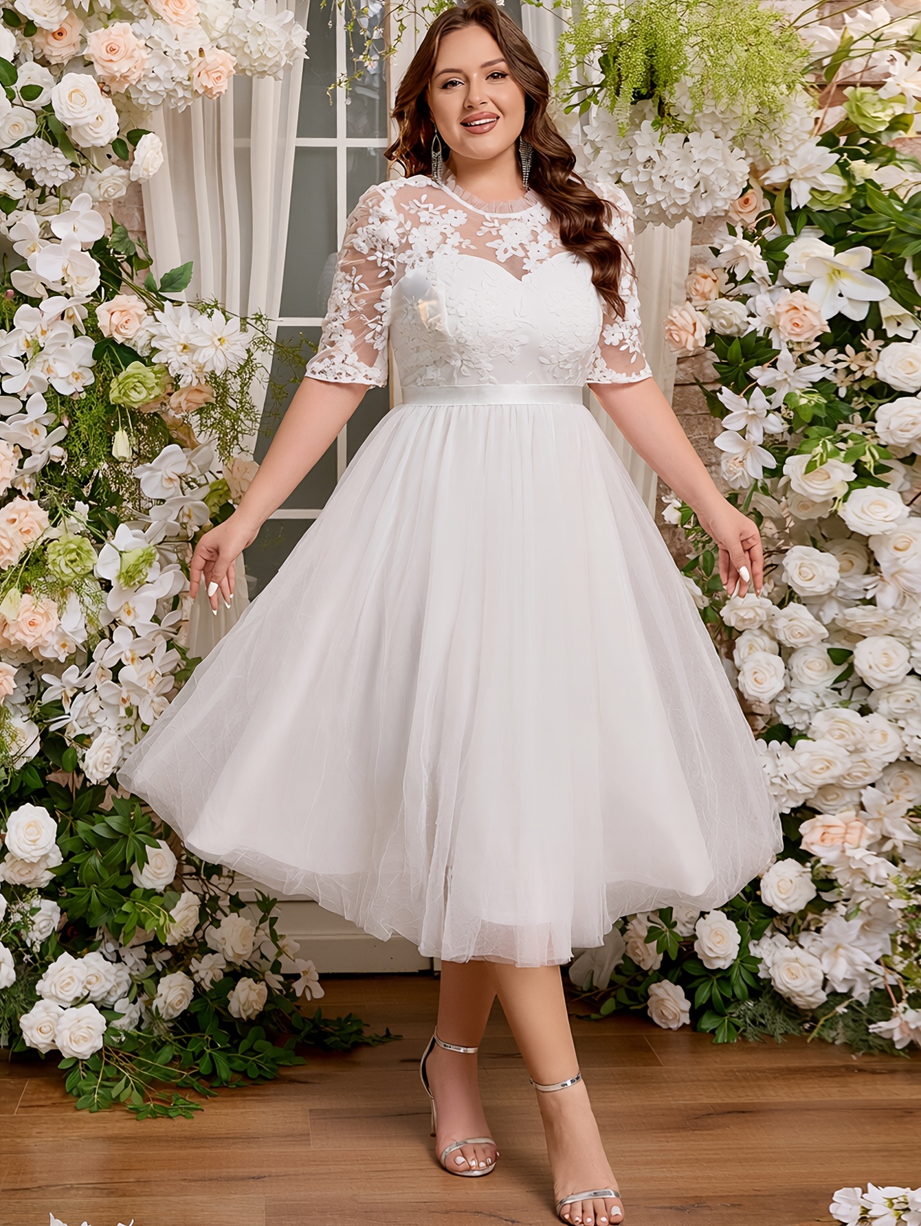 white plus size dresses for graduation dress sold on Temu United States curvy all white party outfits plus size