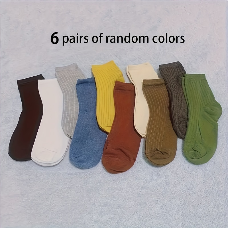 6 Pairs Random Colors Socks Men's Mid-calf Socks Retro Socks Autumn Winter Long Socks