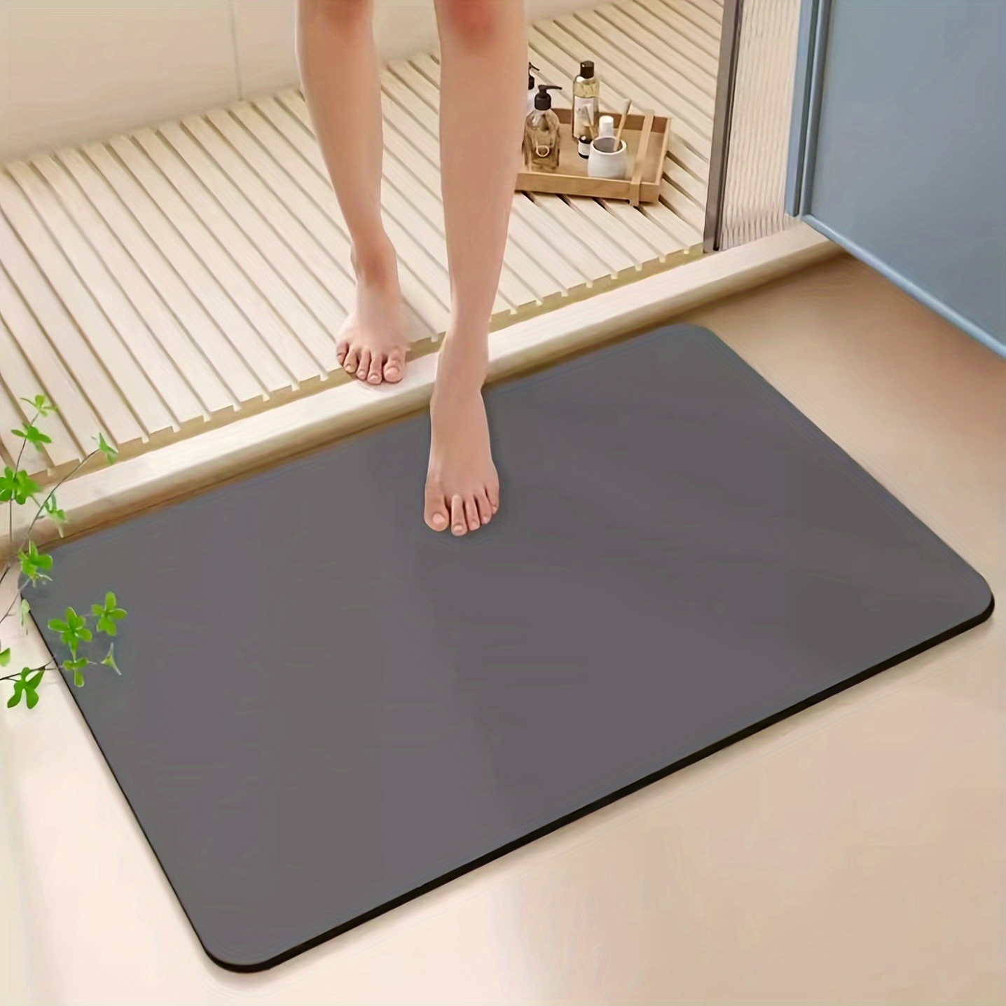 

1pc Non-slip Bathroom Mat - Quick-dry Polyester Floor Rug For Bathroom, Living Room, Laundry, And Entryway - Washable Home Decor Rectangle Bath Mat