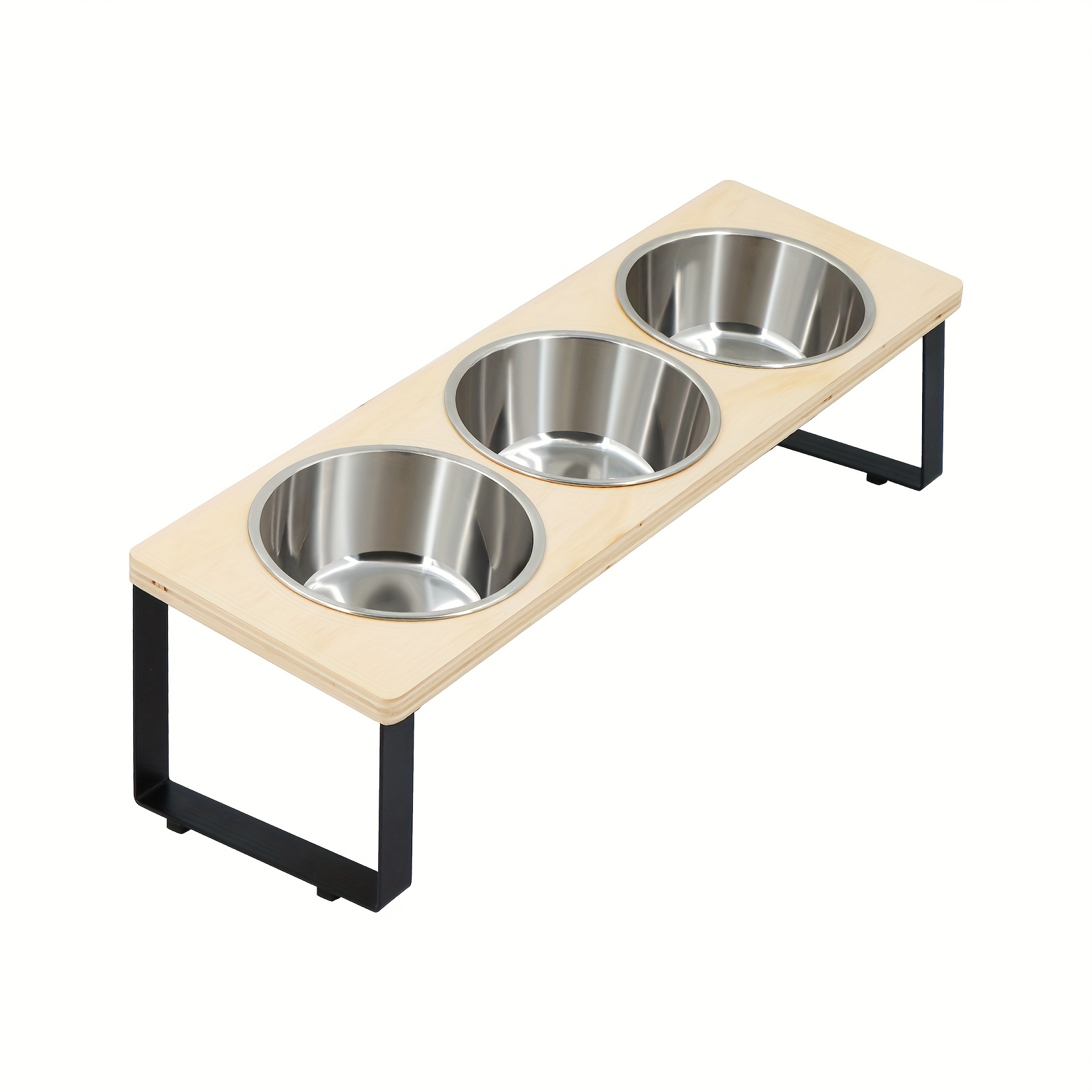 3pcs Stainless Steel Bowl Set With Elevated Stand For Cats