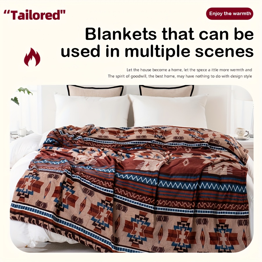 boho chic 200gsm flannel throw blanket versatile for couch bed office and travel soft warm and lightweight     details 0