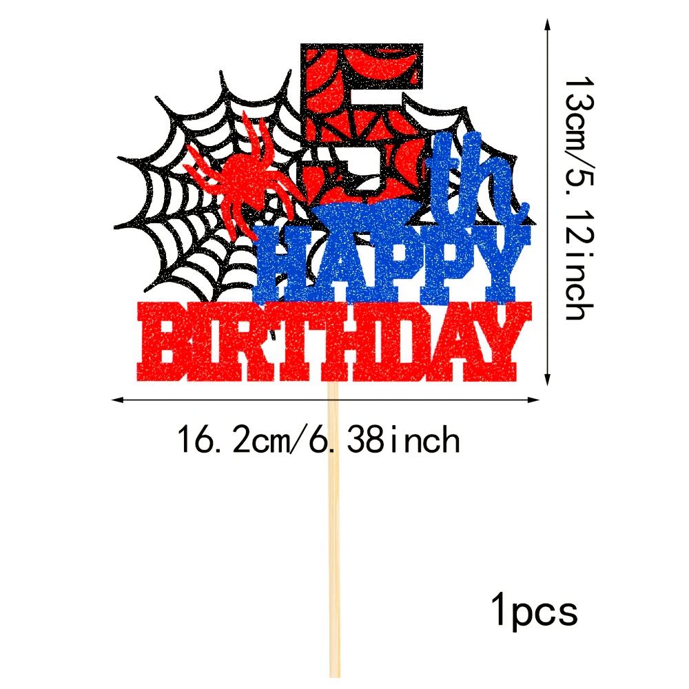 TEMU 1pc -themed Birthday Cake Topper, Ages 3-5, Red And , -themed Happy Birthday Party Scene Cake Topper, Halloween, Christmas