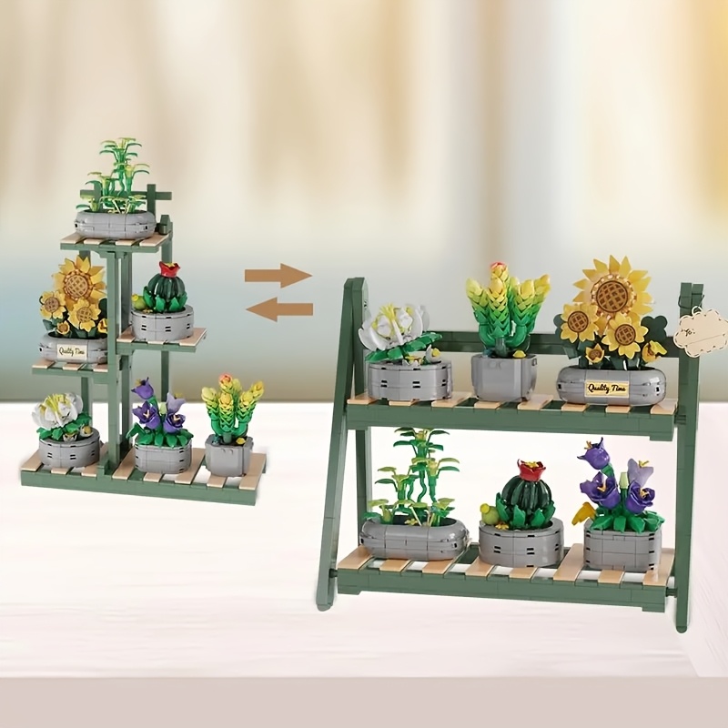 Flower and Succulent Plant Series Building Set, Creative Decor
