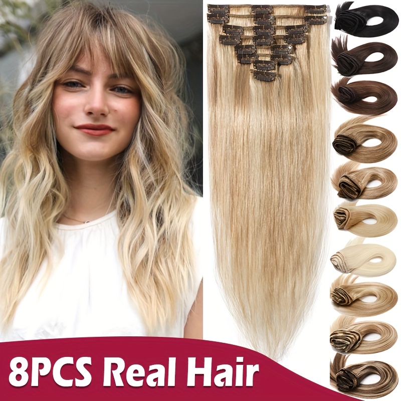 16 24inch clip     human hair extensions 8 pieces   long short standard wefts soft natural hair extensions details 0