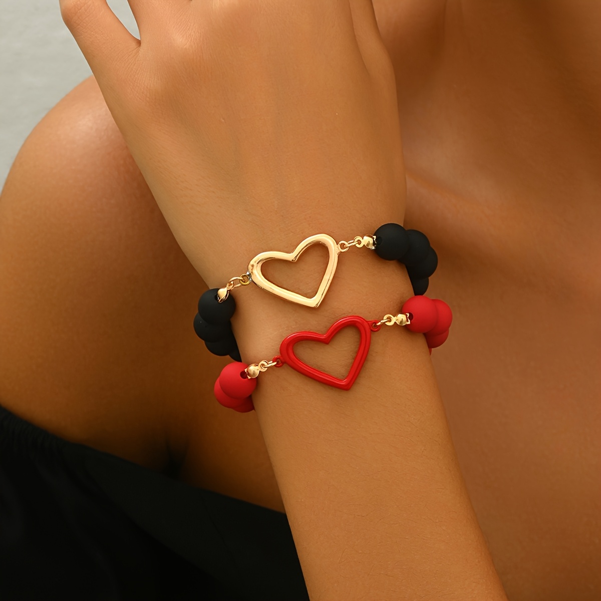 2pcs Beaded Hollow Heart S Mother's Day Thanksgiving Graduation Season Valentine's Day Couple Wear Gift For Mom Wife Girlfriend Teacher Gift Set Decoration
