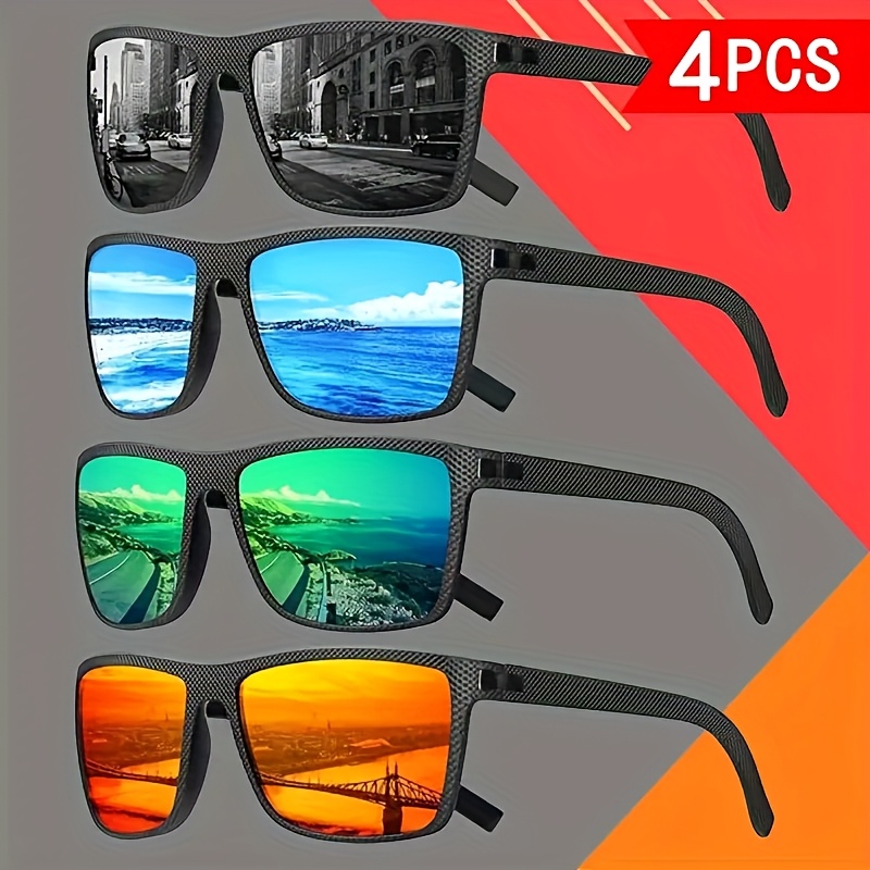 Image of 4 Pairs Men's Retro Fashion Glasses - Classic Full-rim Lenses, -color Options, Casual Attire And Holiday Gift, Style, Durable Frame, Unisex Design
