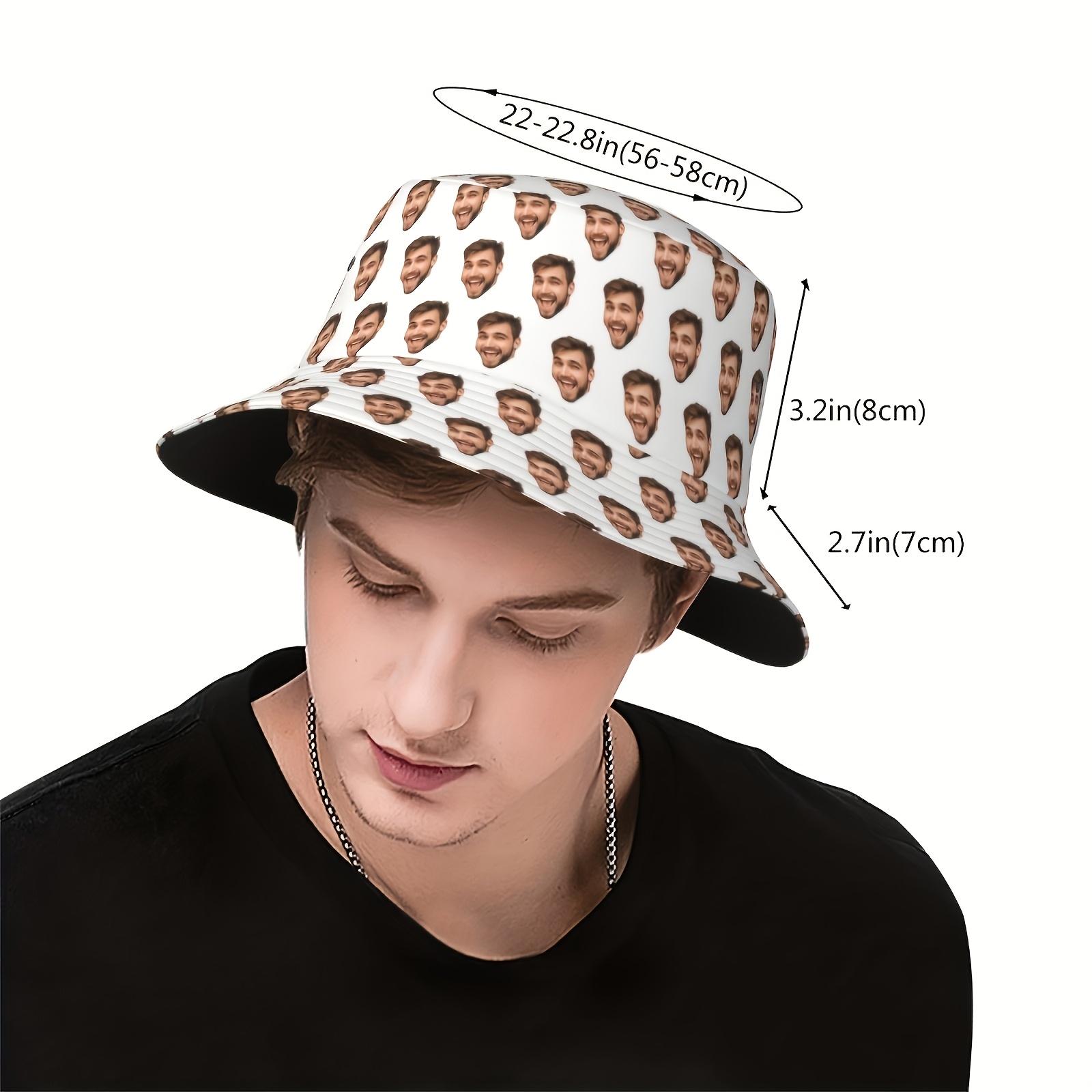 TEMU Cappello a secchiello personalizzato, cappello con foto personalizzata, cappello da pescatore estivo da spiaggia per viaggi donna
