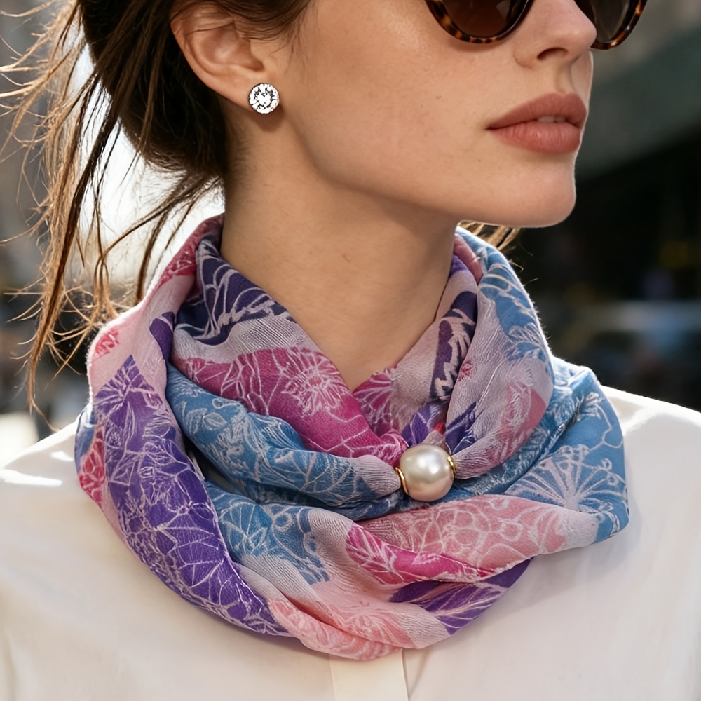 TEMU Watercolor Plant Flower Leaf Scarf, Breathable Thin Printed Small Square Towel, Gentle Women's Decorative Neck Scarf Headscarf Lightweight Soft