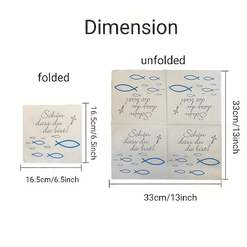 20 Fish And Cross Themed Napkins, Disposable Napkins For Baptism, Engagement, And Bridal Gift Events For Halloween、christmas
