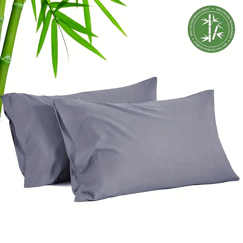 2pcs summer cooling bamboo fiber pillowcases 30 bamboo fiber 70 microfiber material breathable and comfortable soft cooling pair set for couples envelope design for   and washing bedroom decorative pillowcases Product details 4
