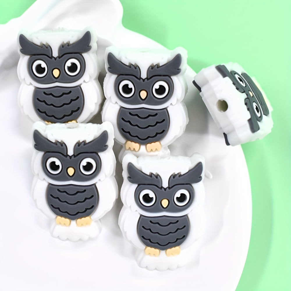 

5pcs, Soft Plastic, Small Animals Pen Beads, Owl Pattern Pen Beads, Suitable For Jewelry Making Diy Bracelet Necklace Creative Keychain Bag Chain Handmade Craft Supplies Accessories Party Gift, No Pen