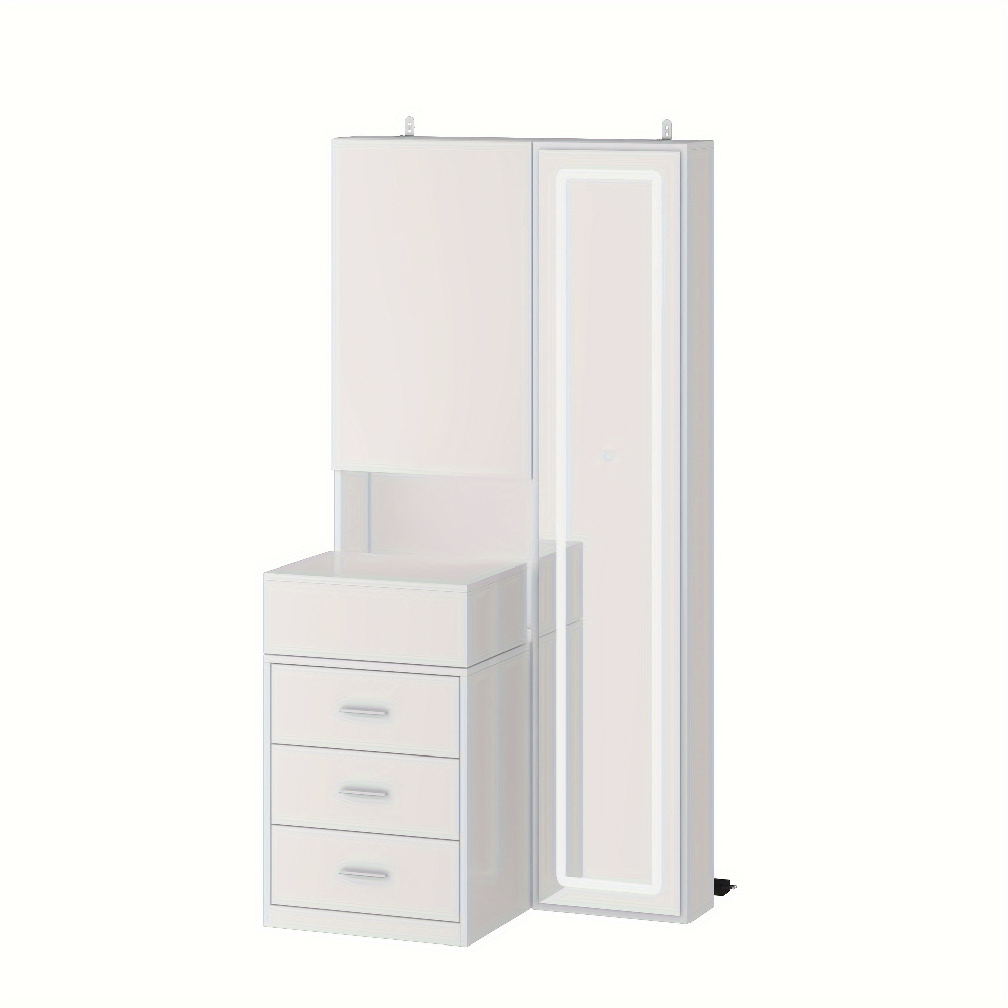 Modern Dressing Table, * With Illuminated Full Body * And Sliding Storage Compartment, Large Storage Space, Fashionable Design, White