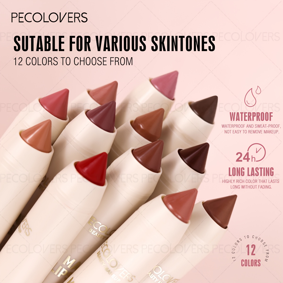 1pc of Matte Lipstick Pen, Comes in Four Colors, Ideal for All Light Beige Skin Tones, Durable And Waterproof, Perfect for Beginners in Makeup