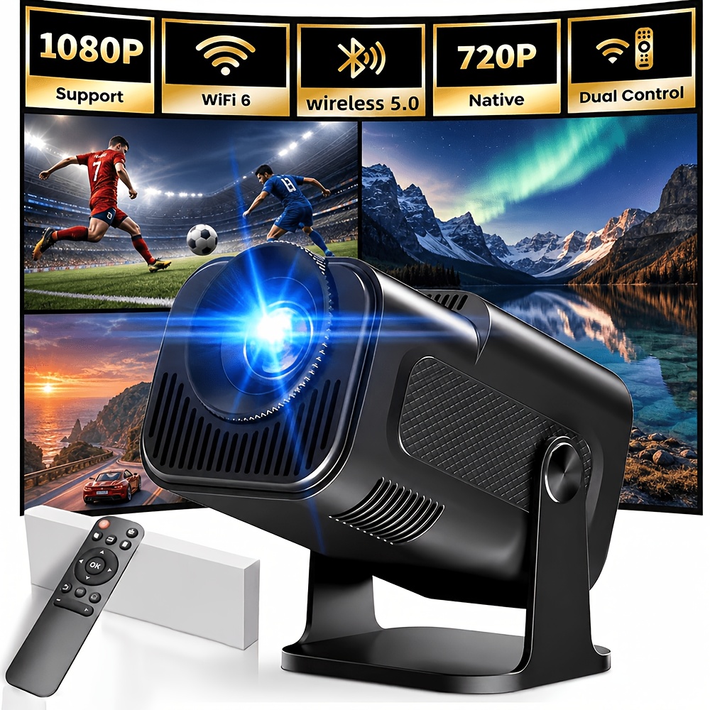 Smart Projector, Native 720p Resolution, 180° Wide-angle Lens, 11 System, Suitable For Living Rooms And Offices, Home Theater Projector, Birthday Gift.