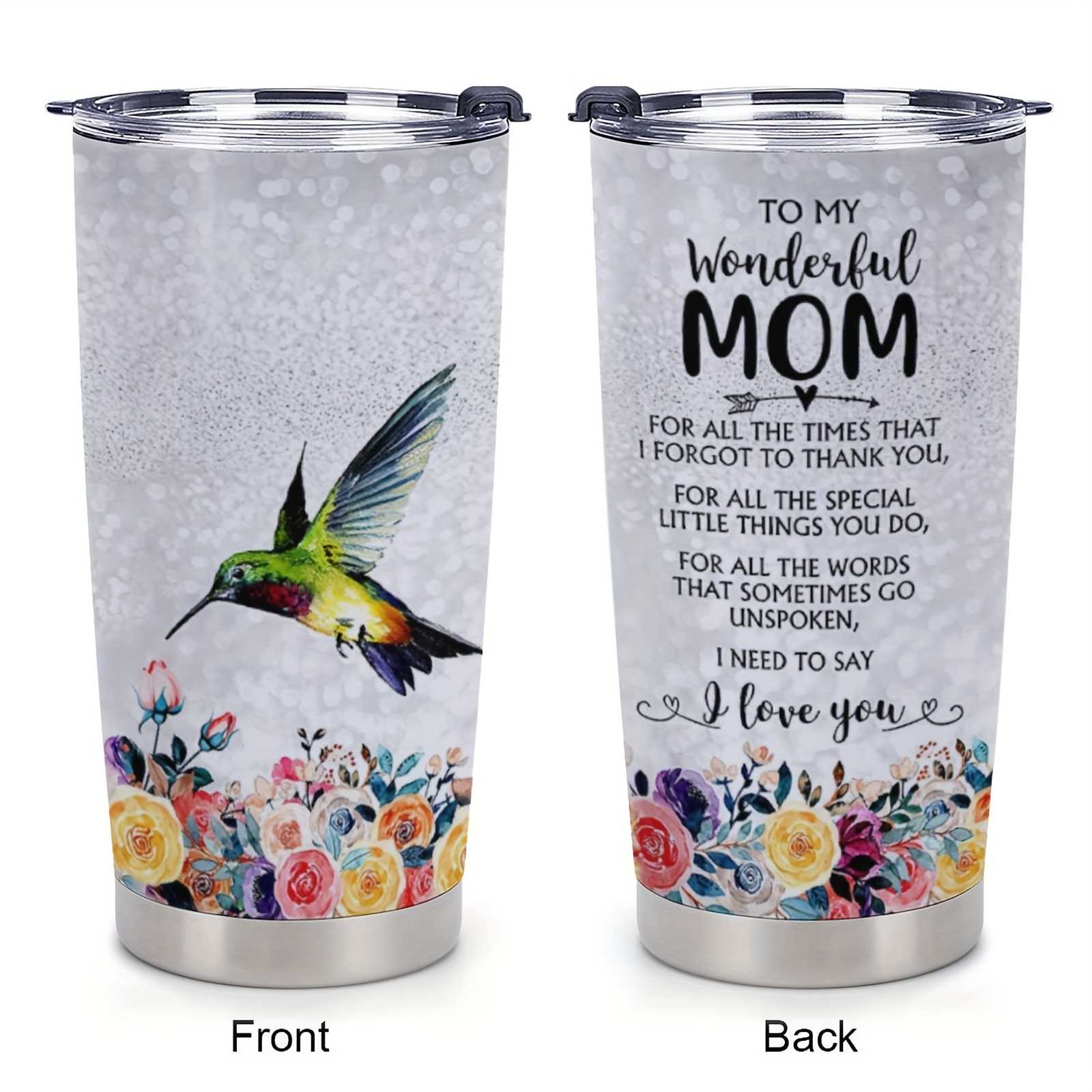 

1pc 20oz Hummingbird In The Sea Of Flower Gift, Mom Birthday Gift, Creative Gratitude Cup, Double Vacuum Sports Insulated Travel Coffee Cup With Lid