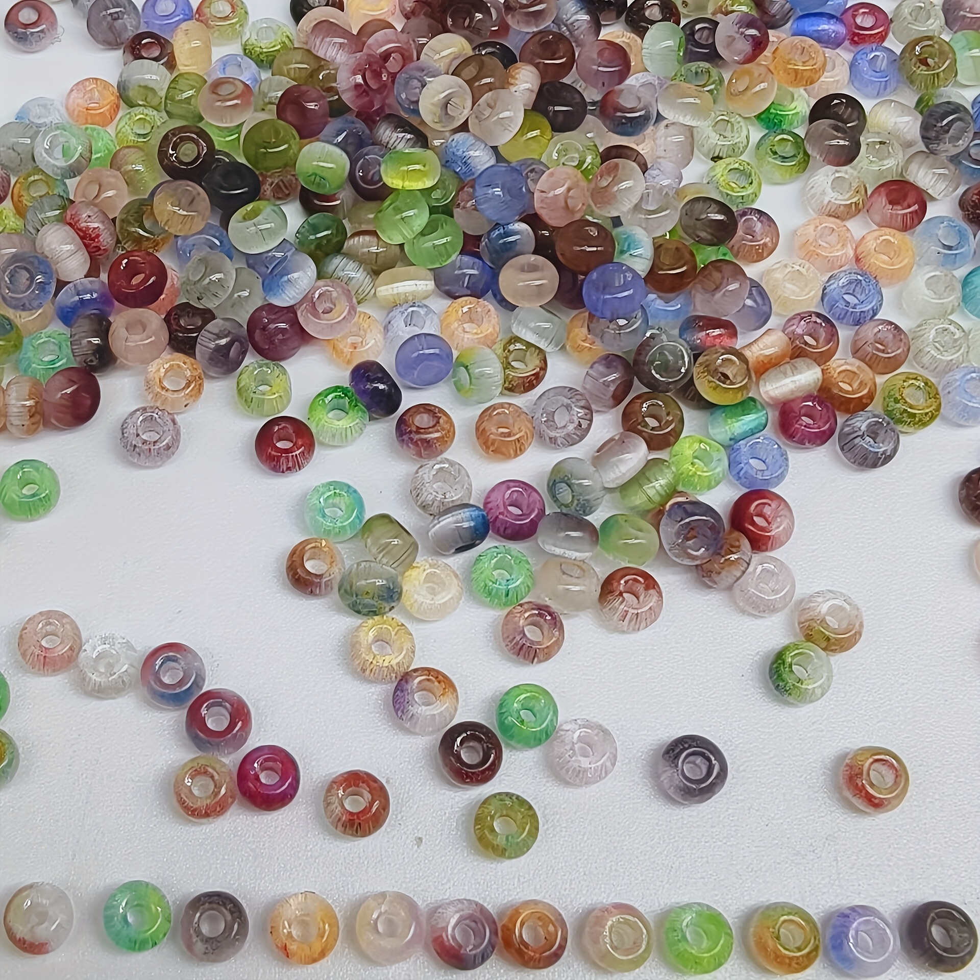 TEMU 300pcs 4mm Glass Cat Eye Beads Gradient Cat Eye Glass Beads Random Colorful Soft And Vibrant Colors, Flash Effect Used For Necklace, Bracelet,