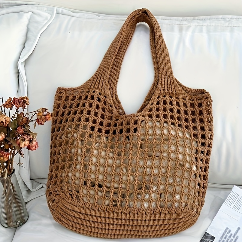 

Handwoven Knit Tote Bag, 2024 Trendy Artistic Shoulder Bag, Casual Handbag, Fashion Accessory