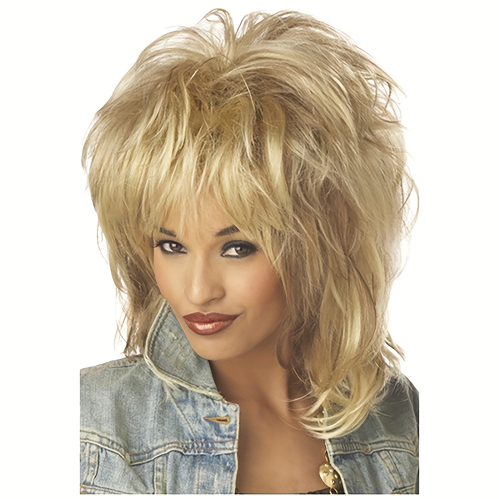 TEMU Synthetic Hair Wig Metal Wig Soul Short Blonde Curly Wig Carnival Holloween Wig For Women Dress Up Wig