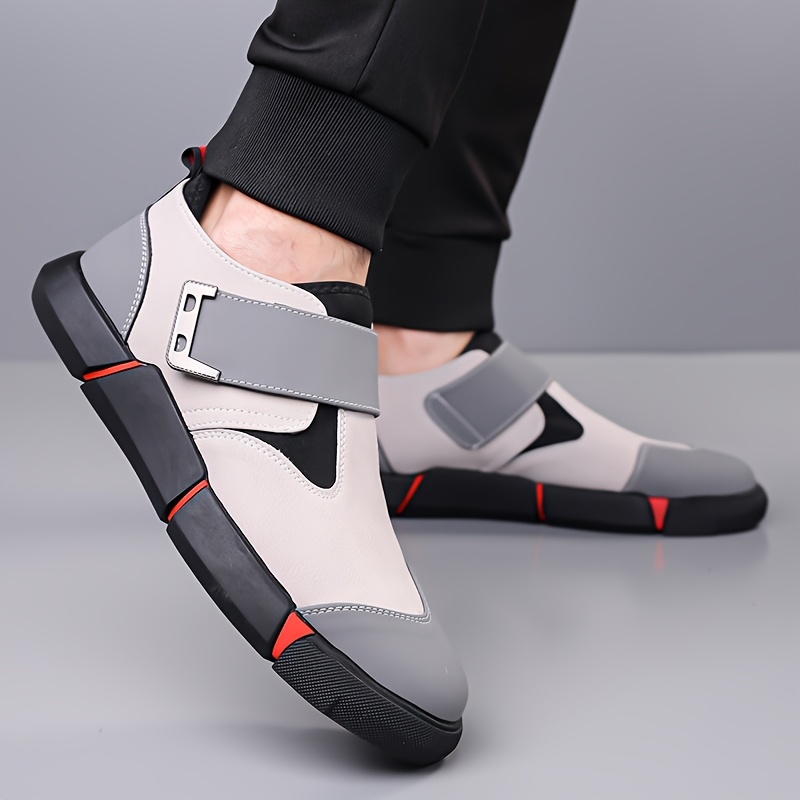 Men'S Casual Sneakers with Adjustable Hook-and-Loop Closure, Black & Red Accents, EVA Sole, Low-Top Design for All-Season Comfort - Perfect for Hiking & Outdoor Activities, Hiking Footwear | Stylish Casual Shoes | Durable Footwear