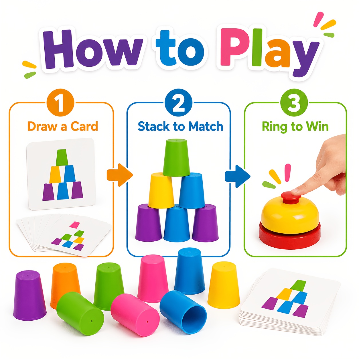 Memory Flipping Cup Game, Stackable Matching Cups Set