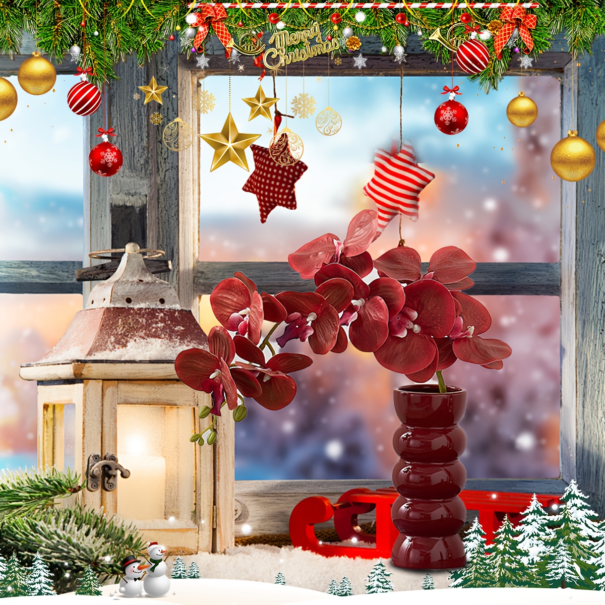 Image of 1pc Modern Red Ceramic Cylinder Vase - Elegant Round Table Centerpiece For Wedding, Christmas & Party Decorations, Ceramic Flower Holder Suitable For, Table, Or Flower Arrangements