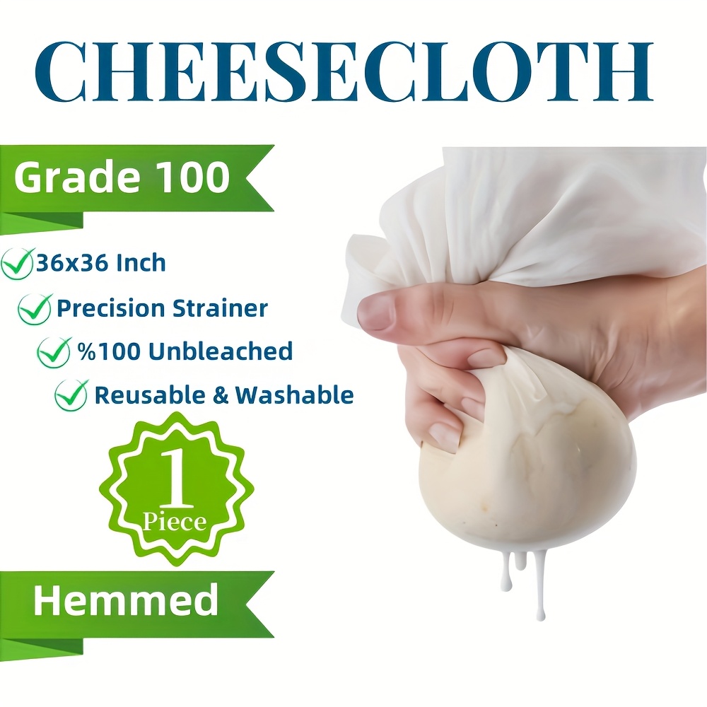Image of Cheesecloth, Feet Cheese Cloths For Straining Reusable, Tofu Cloth, For Bread Steamers, Washable, Lint Free And Ultra Fine Mesh Unbleached Pure Cheese Cloths For Cooking With Hemmed 2 Edges (1 Yard)