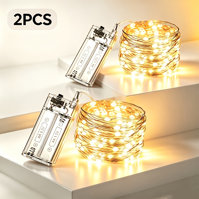 TEMU 2pcs 3-meter Led Light String, Warm Colored Lights, Diy Colored Lights In Glass Jars, Birthday, Christmas, , Halloween, Bedroom Party, Indoor