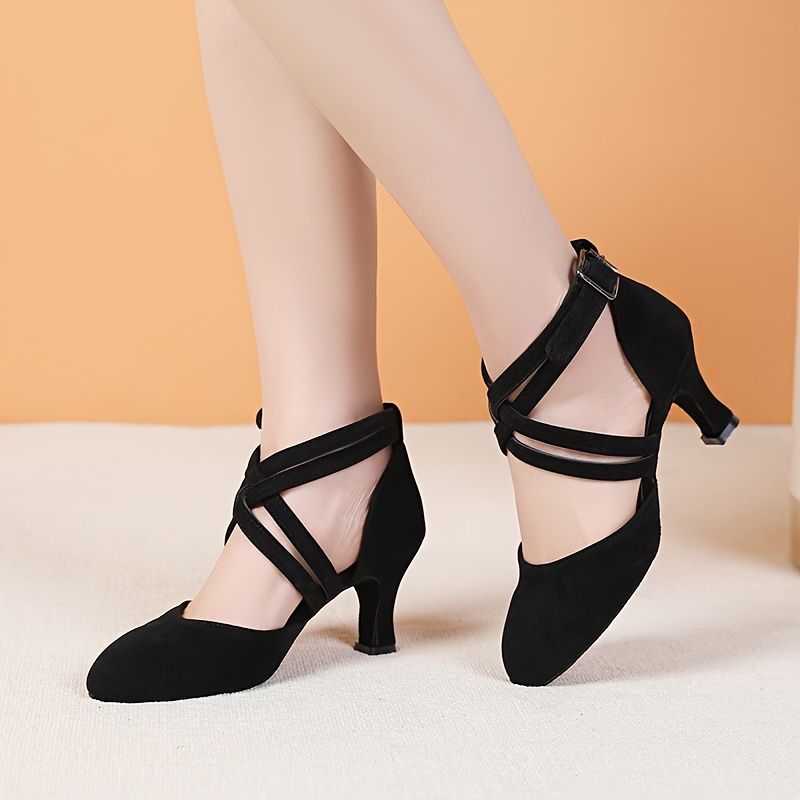 cross strap dance shoes indoor ballroom dancing footwear comfort fit details 1