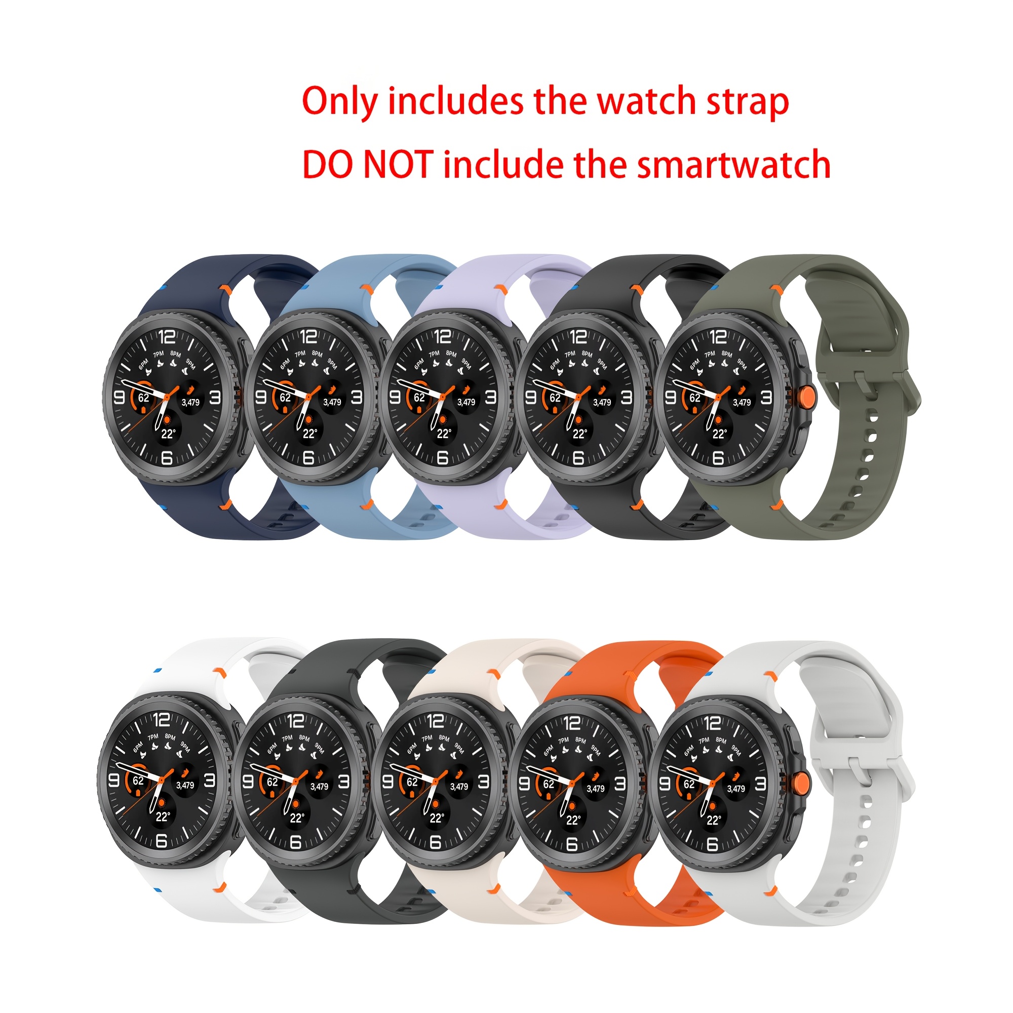 TEMU 10 Pack Sport Bands Compatible With For For Galaxy Watch 8 Bands 40mm 44mm And For Galaxy Watch 8 Classic Bands 46mm, Soft Silicone Wristbands