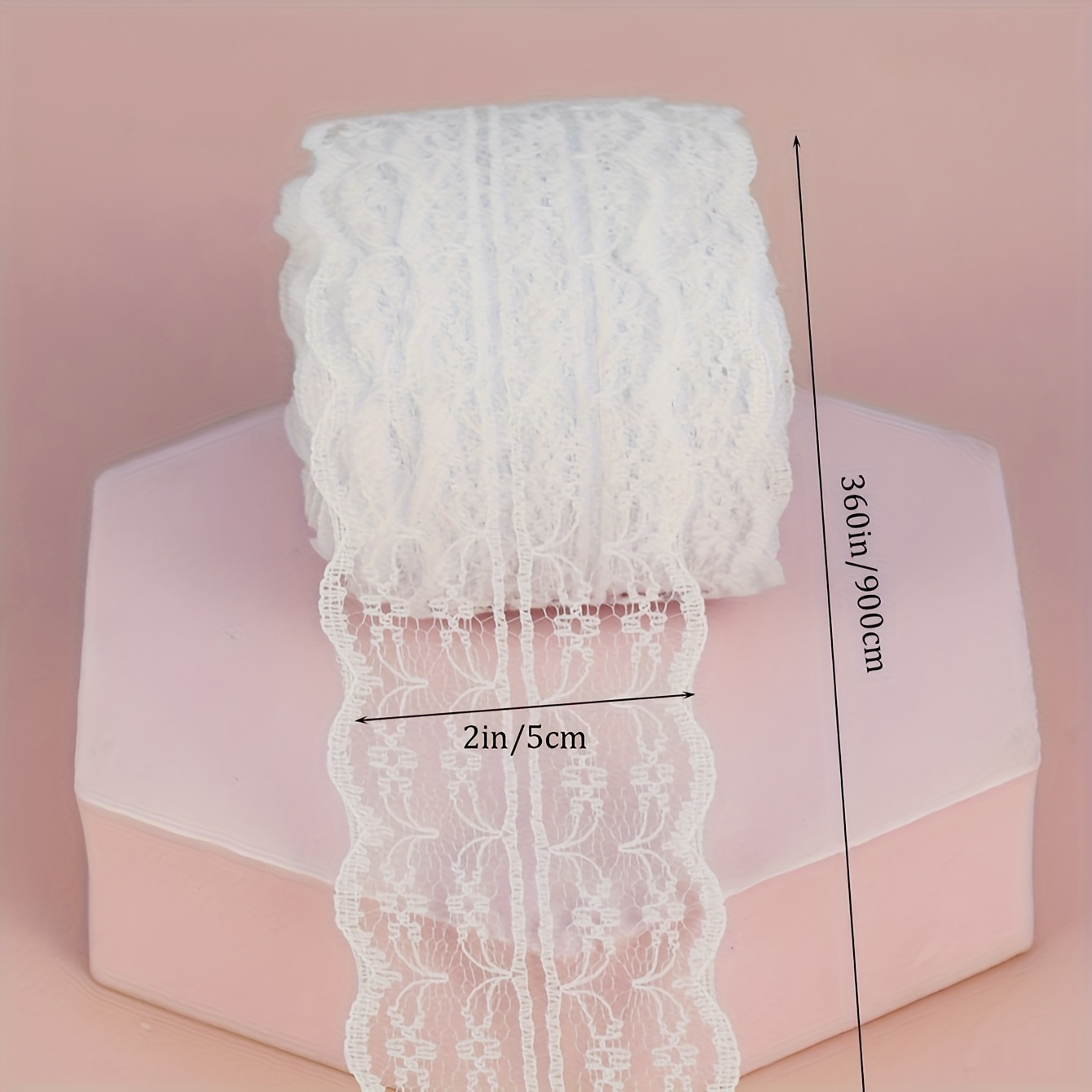 White Lace Ribbon Roll For Wedding Birthday And Anniversary Party Gifts, Fabric For Crafts And Gift Wrapping, Hawaiian Theme Decor Ribbon