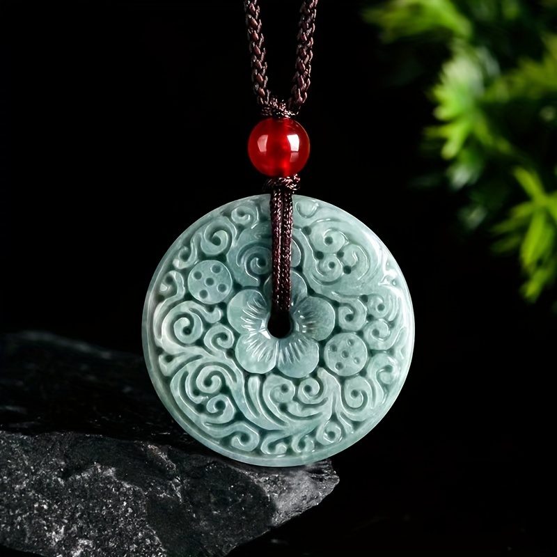 

1pc Men's Natural Jade Pendant Necklace, Carved Jade Pendant Necklace, Couple Gift