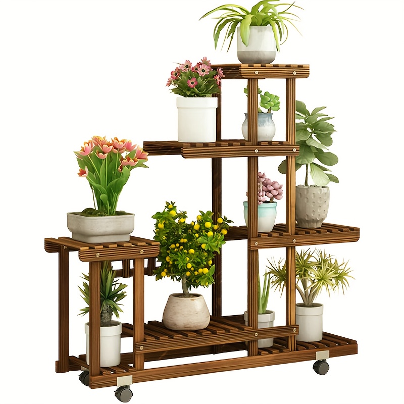 

Etagère à fleurs roulante à 6 niveaux en bois, escalier à fleurs, étagère à plantes, balcon, salon, jardin 95 x 25 x 102 cm