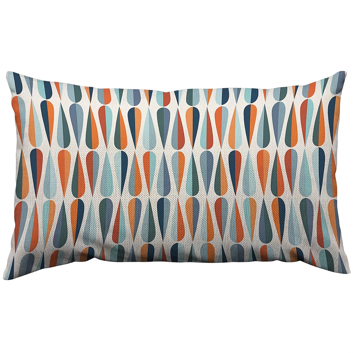 TEMU 1pc Modern Minimalist Neutral-tone Linen Cushion Cover - Mid-century Oval/teardrop/ Elliptical Shapes In Tones (//), Zipper Closure,