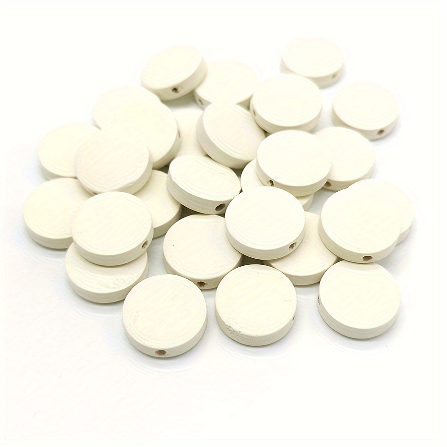 20pcs Flat Round Wooden Beads for DIY Jewellery Making
