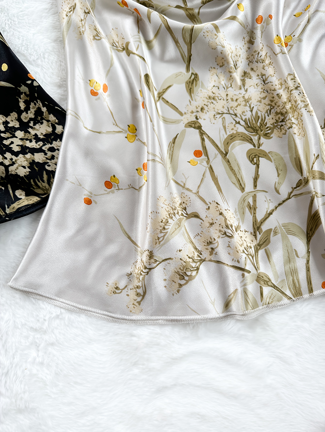 womens elegant floral print pajama set comfortable long sleeveless top pants   wearable pile collar design light   options   wear floral print top pile collar top pajamas Product details 4